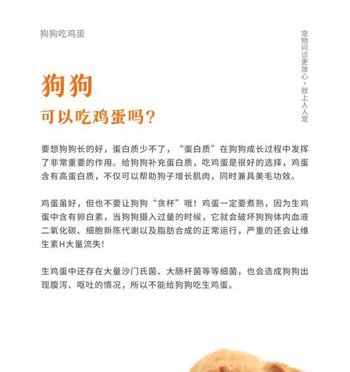 狗狗每天吃一个鸡蛋，对身体好不好？（探究狗狗饮食中是否应包括鸡蛋）