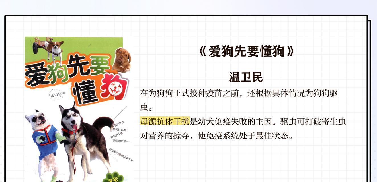狗狗驱虫与疫苗接种的最佳时间（了解适当的驱虫与疫苗接种时间，保护宠物健康）