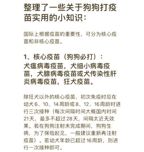 小狗的疫苗和驱虫时机详解（了解小狗的疫苗和驱虫最佳时间，保护它们的健康）