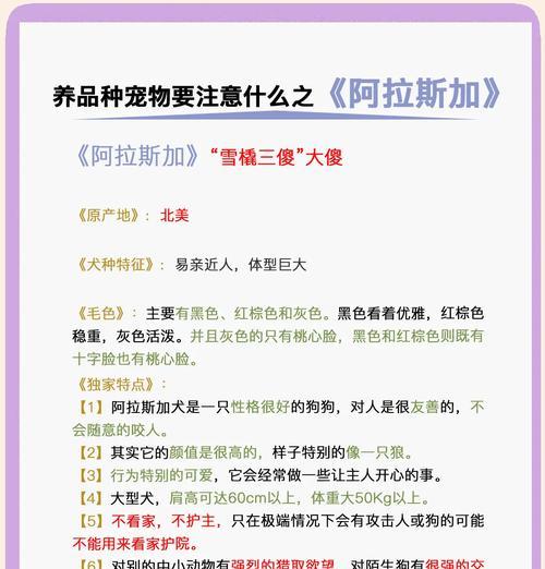 小型阿拉斯加的排便周期及习惯（揭秘小型阿拉斯加的排便规律，让你更好地照顾宠物）